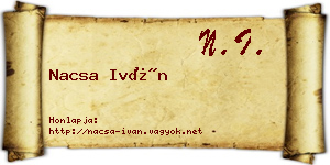 Nacsa Iván névjegykártya