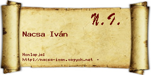 Nacsa Iván névjegykártya